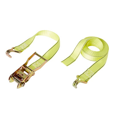 Diall 2 Hook Yellow Ratchet Tie Down & Hook (L)4.5M (W)35Mm