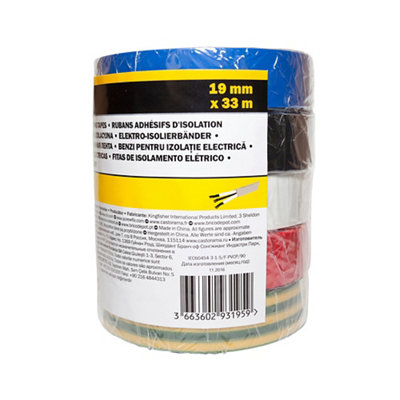 Diall Multicolour Electrical Tape (L)33M (W)19Mm, Pack Of 5