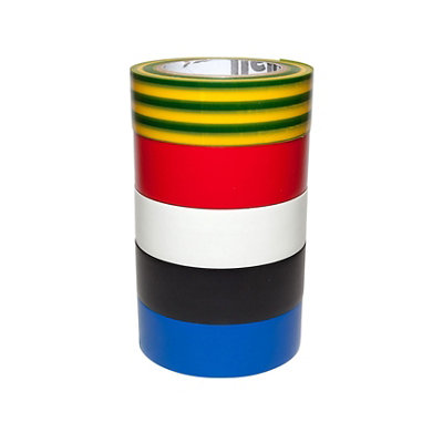 Diall Multicolour Electrical Tape (L)10M (W)19Mm, Pack Of 5