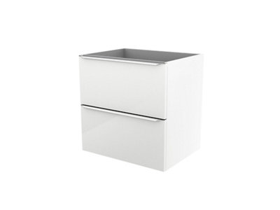 Goodhome Imandra Gloss White Wall-Mounted Bathroom Vanity Unit (H) 600Mm (W) 600Mm