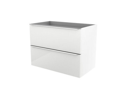 Goodhome Imandra Gloss White Wall-Mounted Bathroom Vanity Unit (H) 600Mm (W) 800Mm