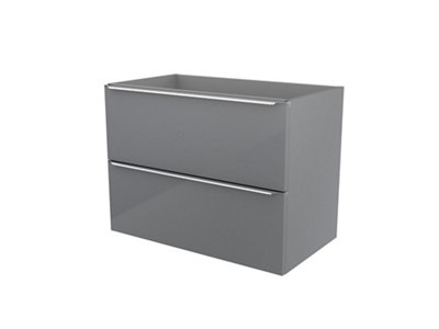 Goodhome Imandra Gloss Grey Wall-Mounted Bathroom Vanity Unit (H) 600Mm (W) 800Mm