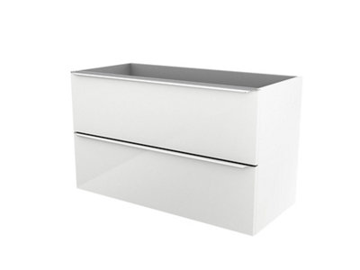Goodhome Imandra Gloss White Wall-Mounted Bathroom Vanity Unit (H) 600Mm (W) 1000Mm
