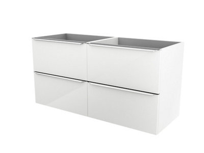 Goodhome Imandra Gloss White Wall-Mounted Bathroom Vanity Unit (H) 600Mm (W) 1200Mm