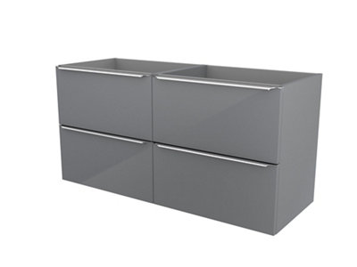Goodhome Imandra Gloss Grey Wall-Mounted Bathroom Vanity Unit (H) 600Mm (W) 1200Mm