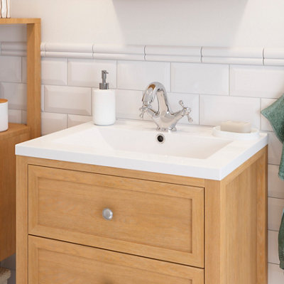 Goodhome Nira White Rectangular Vanity Basin (W)61.4Cm