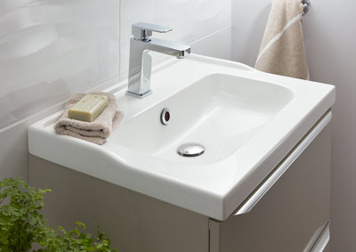 Goodhome Lana White Rectangular Counter Top Basin (W)60Cm