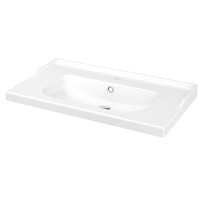 Goodhome Lana White Rectangular Counter Top Basin (W)80.4Cm