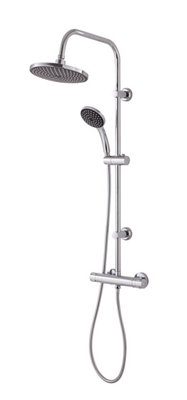 Goodhome Lidia Chrome Effect Wall-Mounted Thermostatic Mixer Shower With 2 Heads & 1.5M Hose Length