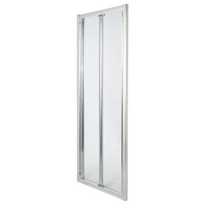 Cooke & Lewis Onega Silver Effect Clear Bi-Fold Shower Door (H)190Cm (W)76Cm