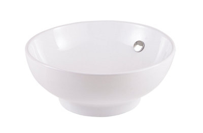 Goodhome Nura Gloss White Round Counter Top Basin (W)40Cm