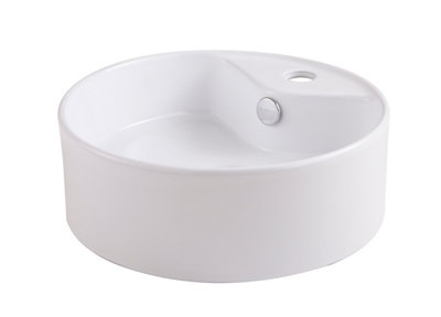 Goodhome Vorma Gloss White Round Counter Top Basin (W)38.4Cm