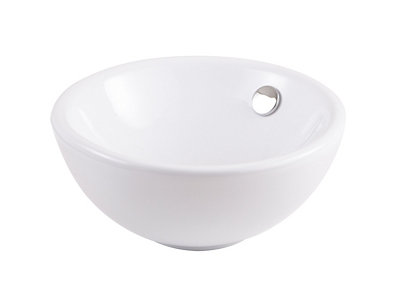 Goodhome Blanca Gloss White Round Counter Top Basin (W)31Cm