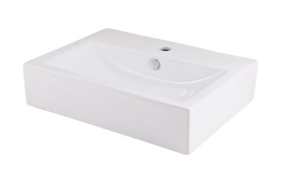 Goodhome Albena Gloss White Rectangular Counter Top Basin (W)54Cm