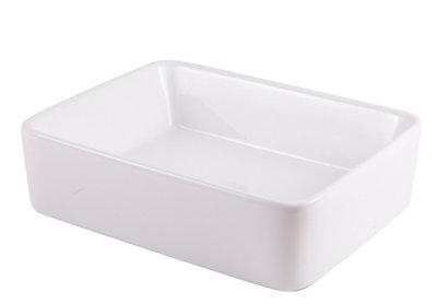 Goodhome Surma Gloss White Rectangular Counter Top Basin (W)48Cm
