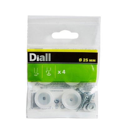 Diall White Low-Density Polyethylene (Ldpe) & Steel End (Dia)25Mm, Pack Of 4