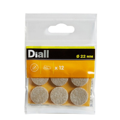 Diall Beige Felt Protection Pad (Dia)22Mm, Pack Of 12