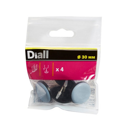Diall Black & Grey Eva, Ptfe & Steel Nail-In Glide (Dia)30Mm, Pack Of 4