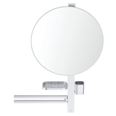 Ideal Standard Alu+ Matt Silver Effect Round Wall-Mounted Bathroom Mirror (H)81.7Cm (W)64Cm
