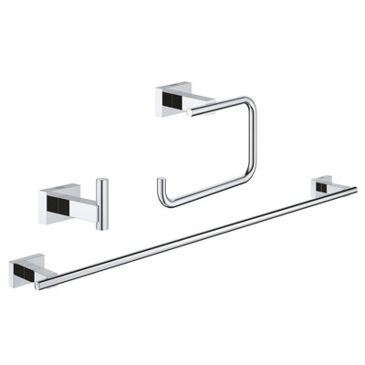 Grohe Essentials Cube Chrome Zinc Alloy Bathroom Accessory Set, Set Of 3