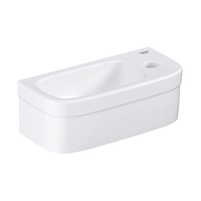 Grohe Euro Gloss Alpine White Rectangular Wall-Mounted Micro Basin (W)37Cm
