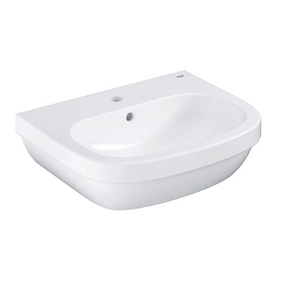 Grohe Euro Gloss Alpine White Round Wall-Mounted Cloakroom Basin (W)55Cm