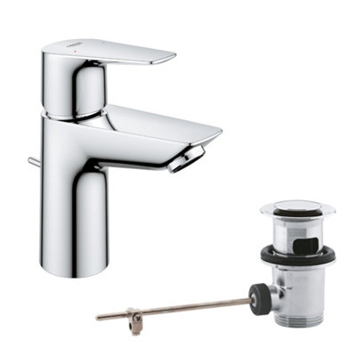 Grohe Quickfix Start Edge Small Chrome Effect Basin Mono Mixer Tap With Pop-Up Waste