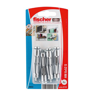 Fischer Steel Pan Head Hollow Wall Anchor M6 (L)52Mm, Pack Of 4
