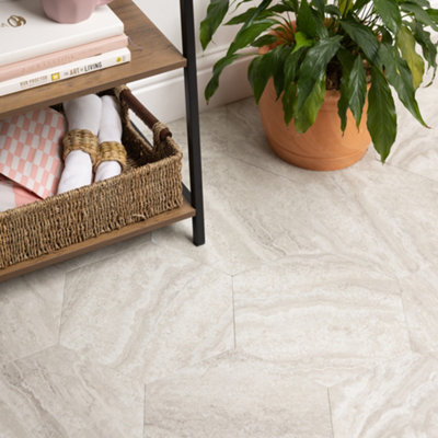 D-C-Fix Natural Travertine Effect Self-Adhesive Vinyl Tile, 0.6M²