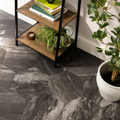 D-C-Fix Black Stone Effect Self-Adhesive Vinyl Tile, 0.6M²