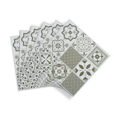 D-C-Fix Green Oriental Tile Effect Self-Adhesive Vinyl Tile, 1M²