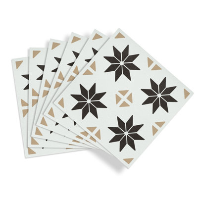 D-C-Fix Black & Beige Vivid Stars Tile Effect Self-Adhesive Vinyl Tile, 1M²