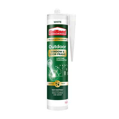 Unibond White Outdoor Window & Door Silicone-Based Frame Sealant, 392G