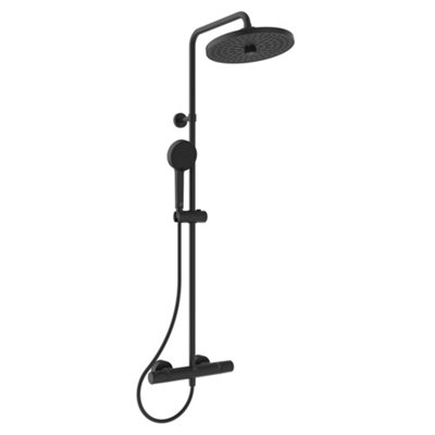 Ideal Standard Ceratherm T25+ Silk Black Rear Fed Thermostatic Shower Kit With 2 Heads & 1750M Hose Length