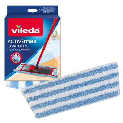 Vileda Blue/White Activemax Blue & White Microfibre Flat Mop Head, (W)175Mm