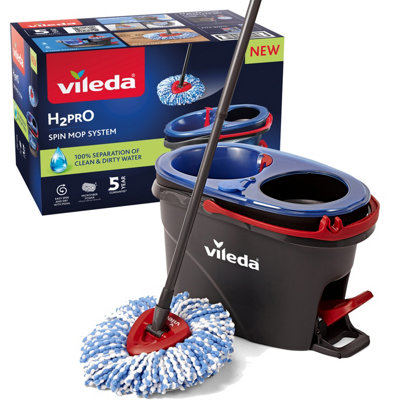 Vileda H2pro System Grey & Red Microfibre Hard Floor Spin Mop