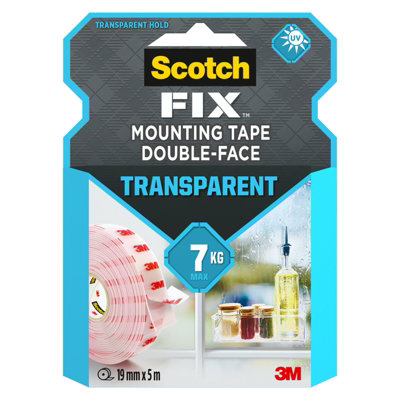3M Scotch-Fix Transparent Mounting Tape (L)5M (W)19Mm