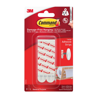Command Large White Adhesive Strip (Holds)4.4Kg, Set Of 8