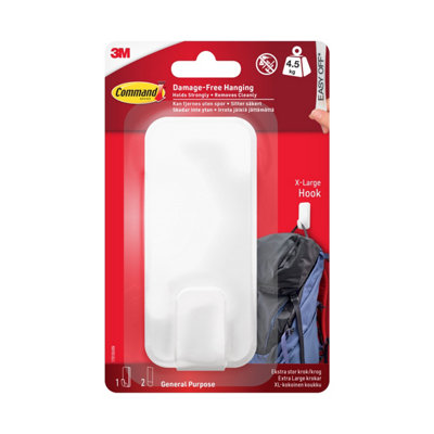 3M Command Extra Large White Utility Adhesive Hook (Holds)4.5Kg