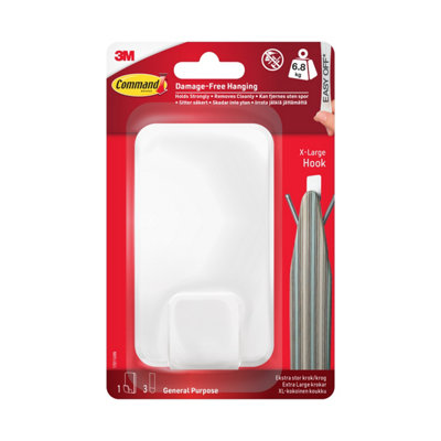3M Command Extra Large White Utility Adhesive Hook (Holds)6.8Kg