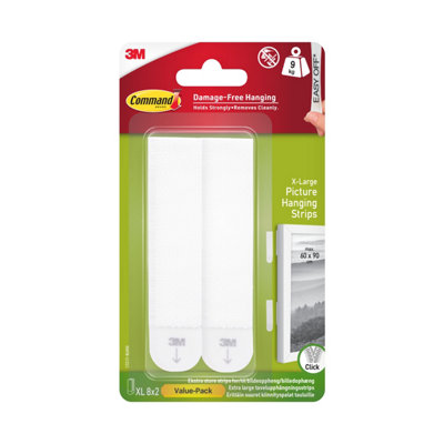 3M Command Extra Large White Picture Hanging Adhesive Strip (Holds)9Kg, 8 Pairs