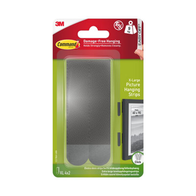 3M Command Extra Large Black Picture Hanging Adhesive Strip (Holds)9Kg, 4 Pairs