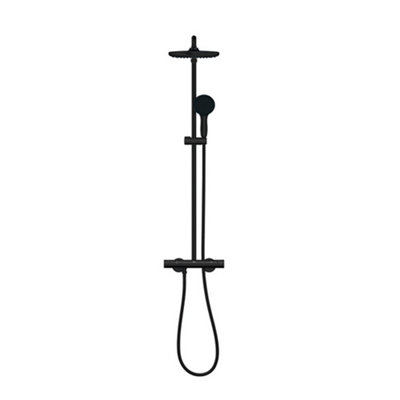Grohe Vitalio Start Matt Black Thermostatic Shower Column & 1.75M Hose Length