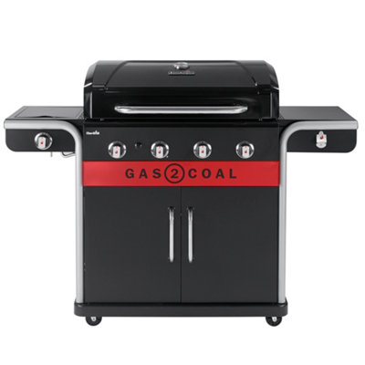 Char-Broil Gas2coal 2.0 Black 4 Burner Gas Hybrid Bbq