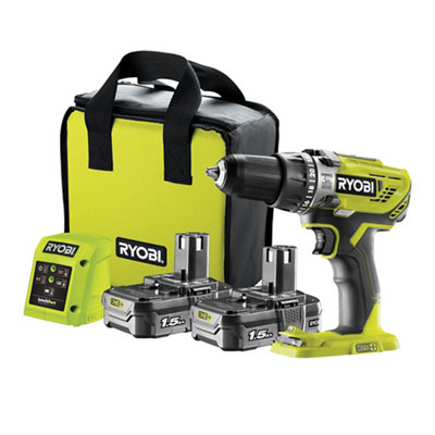 Ryobi One+ 18V Li-Ion Brushed Cordless Combi Drill (2 X 1.5Ah) - R18pd3-215Sk