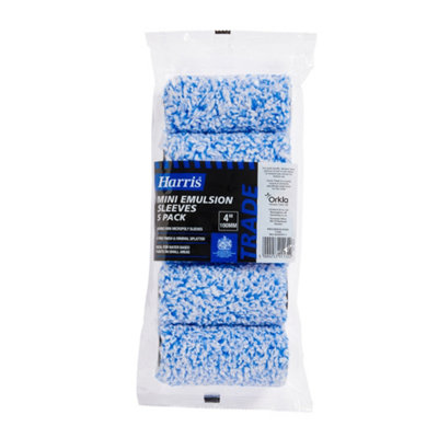 Harris Trade Emulsion 4" Micropoly Mini Roller Sleeve, Pack Of 5