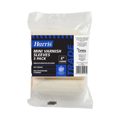 Harris Trade Varnish 4" Short Pile Simulated Mohair Mini Roller Sleeve, Pack Of 5