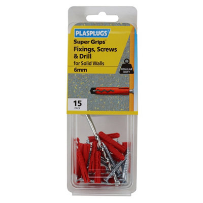 Plasplugs Super Grips Pz Red Multi-Purpose Screw & Wall Plug (Dia)6Mm (L)32Mm, Pack Of 15