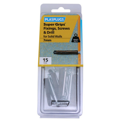 Plasplugs Super Grips Pz Brown Multi-Purpose Screw & Wall Plug (Dia)7Mm (L)45Mm, Pack Of 15