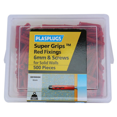 Plasplugs Super Grips Pz Red Multi-Purpose Screw & Wall Plug (Dia)6Mm (L)32Mm, Pack Of 500